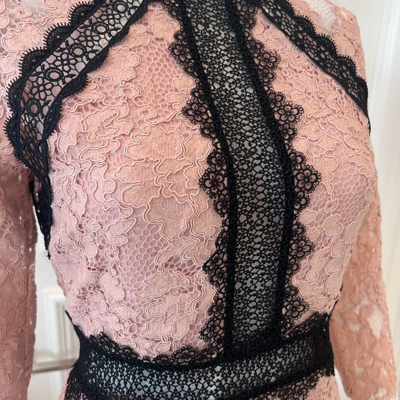 Alexis Pink Lace Dress with Black Details size M